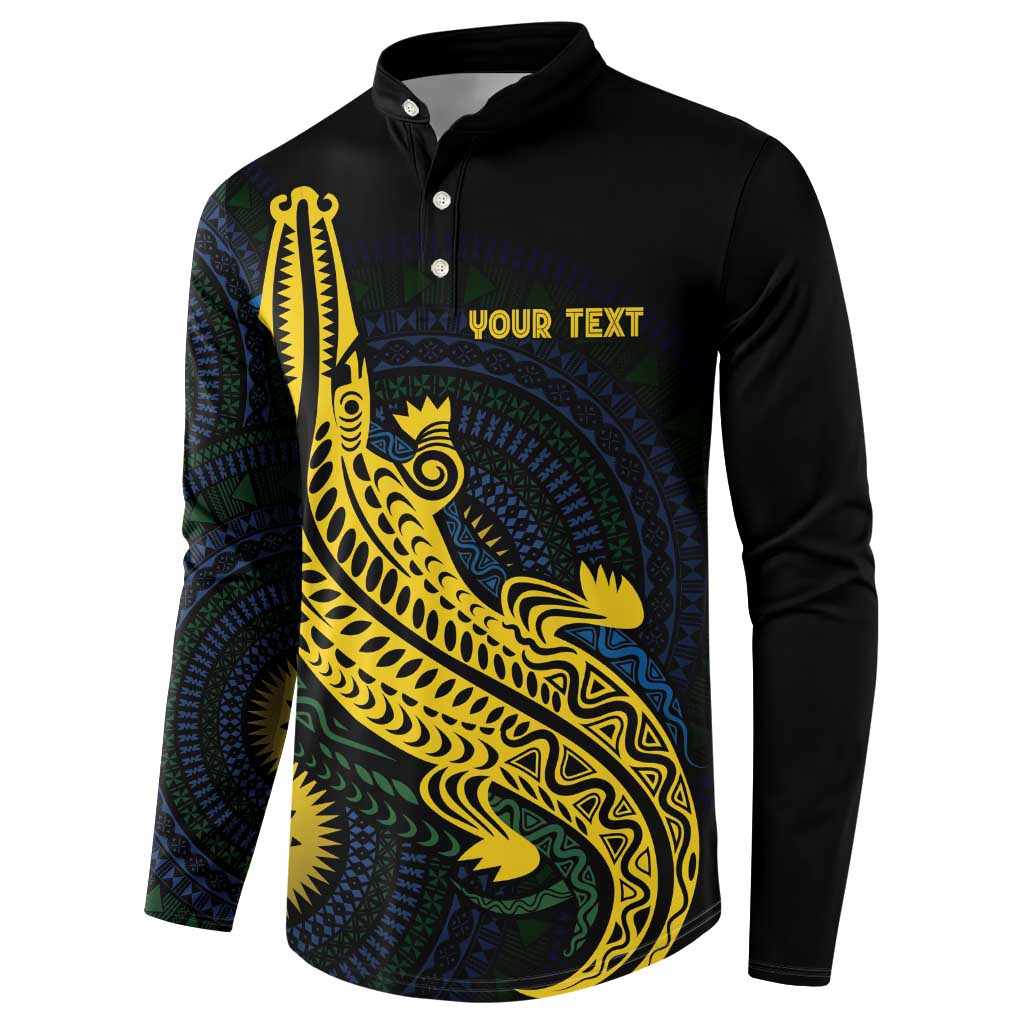 Personalized Solomon Islands Independence Anniversary Button Sweatshirt Crocodile Mix Tapa