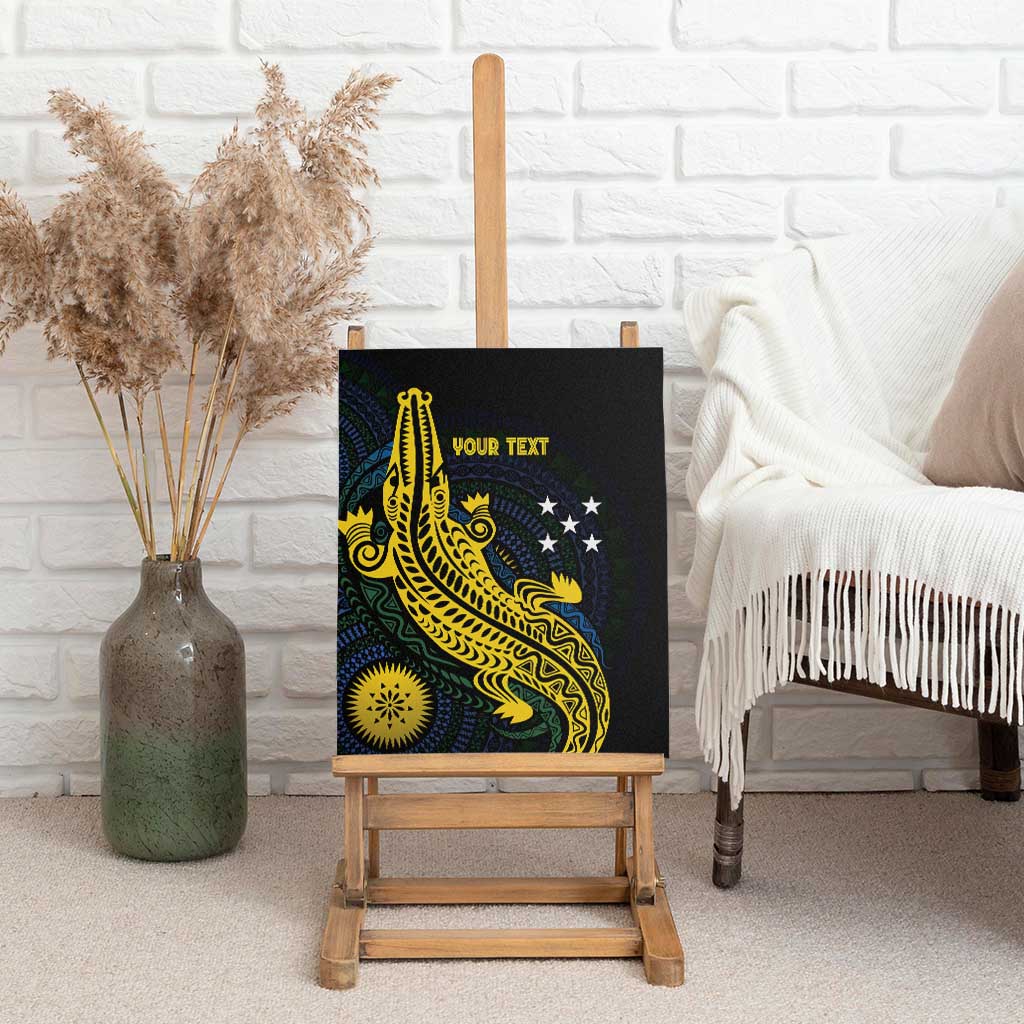 Personalized Solomon Islands Independence Anniversary Canvas Wall Art Crocodile Mix Tapa