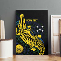 Personalized Solomon Islands Independence Anniversary Canvas Wall Art Crocodile Mix Tapa