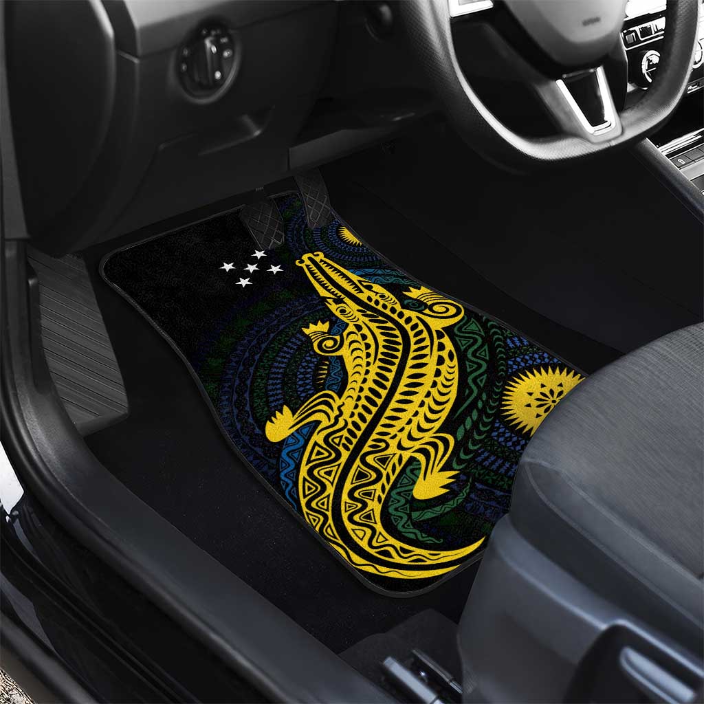 Personalized Solomon Islands Independence Anniversary Car Mats Crocodile Mix Tapa
