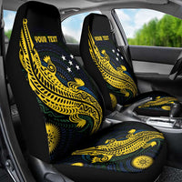 Personalized Solomon Islands Independence Anniversary Car Seat Cover Crocodile Mix Tapa