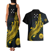 Personalized Solomon Islands Independence Anniversary Couples Matching Tank Maxi Dress and Hawaiian Shirt Crocodile Mix Tapa