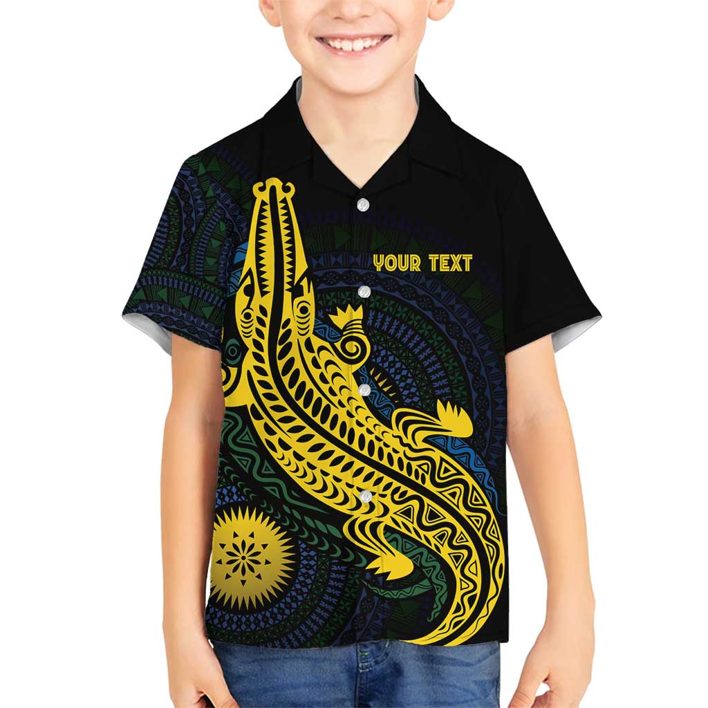 Personalized Solomon Islands Independence Anniversary Family Matching Off Shoulder Maxi Dress and Hawaiian Shirt Crocodile Mix Tapa