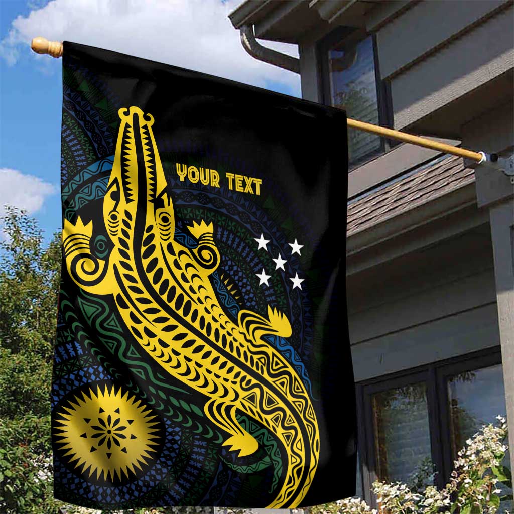Personalized Solomon Islands Independence Anniversary Garden Flag Crocodile Mix Tapa
