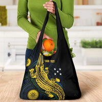 Personalized Solomon Islands Independence Anniversary Grocery Bag Crocodile Mix Tapa