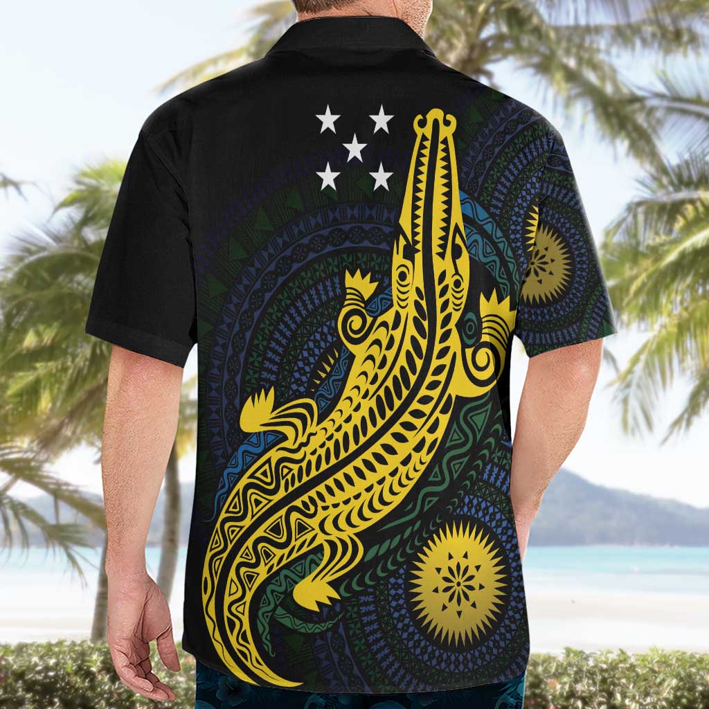 Personalized Solomon Islands Independence Anniversary Hawaiian Shirt Crocodile Mix Tapa