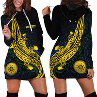 Personalized Solomon Islands Independence Anniversary Hoodie Dress Crocodile Mix Tapa