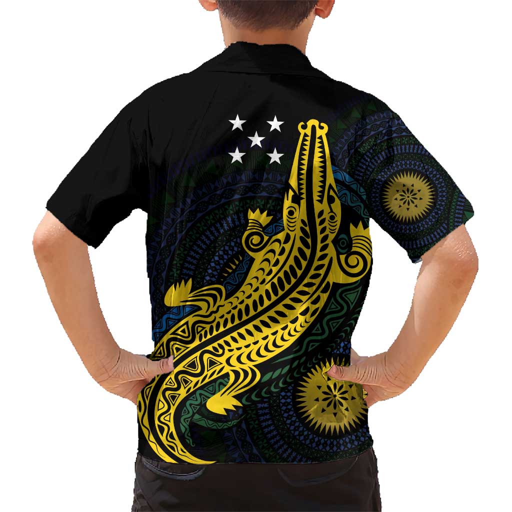 Personalized Solomon Islands Independence Anniversary Kid Hawaiian Shirt Crocodile Mix Tapa LT7 - Polynesian Pride