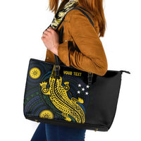 Personalized Solomon Islands Independence Anniversary Leather Tote Bag Crocodile Mix Tapa