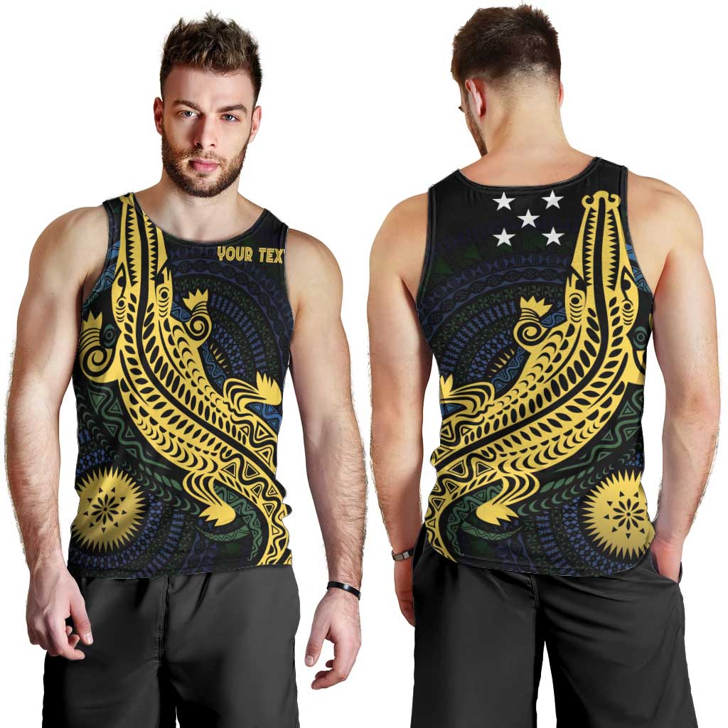 Personalized Solomon Islands Independence Anniversary Men Tank Top Crocodile Mix Tapa