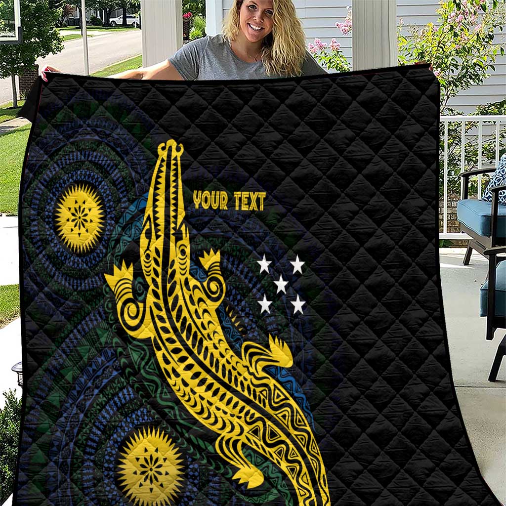 Personalized Solomon Islands Independence Anniversary Quilt Crocodile Mix Tapa