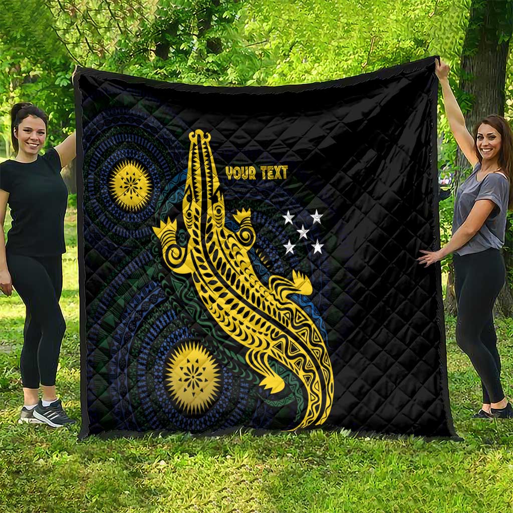 Personalized Solomon Islands Independence Anniversary Quilt Crocodile Mix Tapa