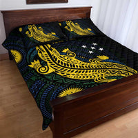 Personalized Solomon Islands Independence Anniversary Quilt Bed Set Crocodile Mix Tapa
