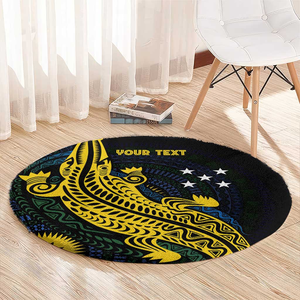 Personalized Solomon Islands Independence Anniversary Round Carpet Crocodile Mix Tapa