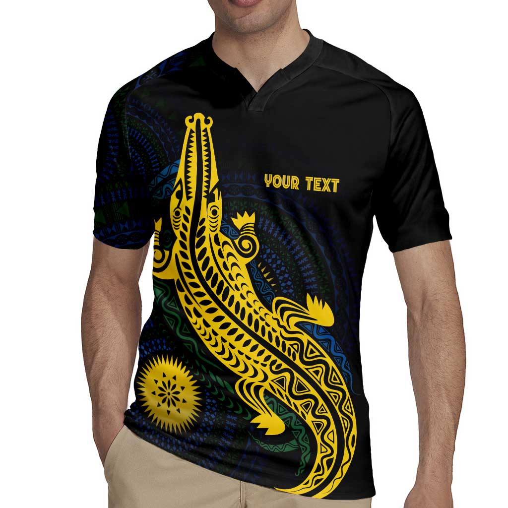 Personalized Solomon Islands Independence Anniversary Rugby Jersey Crocodile Mix Tapa