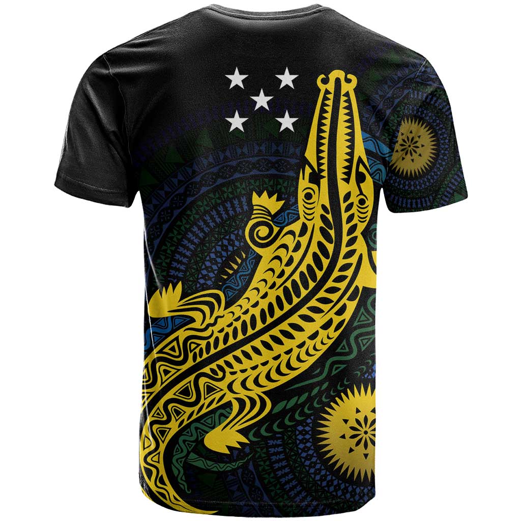 Personalized Solomon Islands Independence Anniversary T Shirt Crocodile Mix Tapa