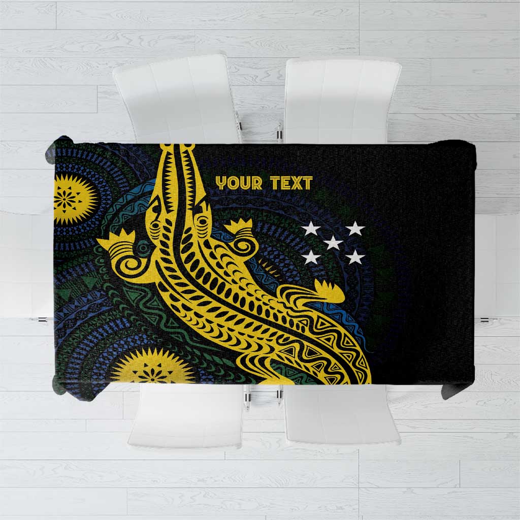Personalized Solomon Islands Independence Anniversary Tablecloth Crocodile Mix Tapa