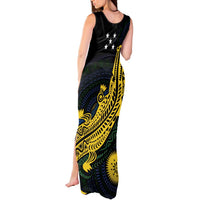 Personalized Solomon Islands Independence Anniversary Tank Maxi Dress Crocodile Mix Tapa