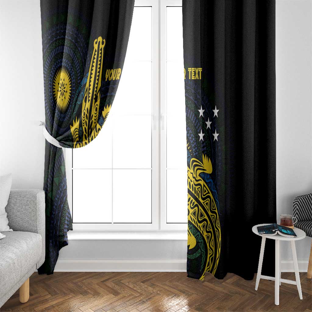 Personalized Solomon Islands Independence Anniversary Window Curtain Crocodile Mix Tapa