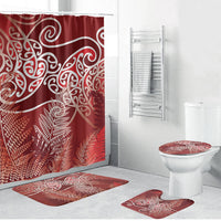 Aotearoa Maori Koru Curves Bathroom Set Silver Ferns - Crimson Red