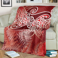 Aotearoa Maori Koru Curves Blanket Silver Ferns - Crimson Red