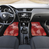 Aotearoa Maori Koru Curves Car Mats Silver Ferns - Crimson Red
