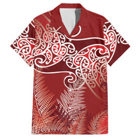 Aotearoa Maori Koru Curves Family Matching Mermaid Dress and Hawaiian Shirt Silver Ferns - Crimson Red
