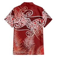 Aotearoa Maori Koru Curves Family Matching Summer Maxi Dress and Hawaiian Shirt Silver Ferns - Crimson Red