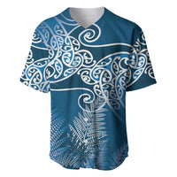 Aotearoa Maori Koru Curves Baseball Jersey Silver Ferns - Navy Blue