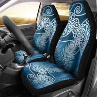 Aotearoa Maori Koru Curves Car Seat Cover Silver Ferns - Navy Blue LT7 - Polynesian Pride