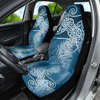 Aotearoa Maori Koru Curves Car Seat Cover Silver Ferns - Navy Blue LT7 - Polynesian Pride