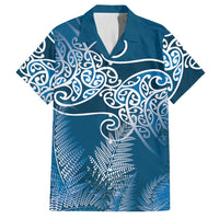 Aotearoa Maori Koru Curves Hawaiian Shirt Silver Ferns - Navy Blue LT7 Navy Blue - Polynesian Pride