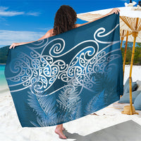 Aotearoa Maori Koru Curves Sarong Silver Ferns - Navy Blue