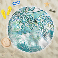 Aotearoa Maori Koru Curves Beach Blanket Mossy Paua Shell