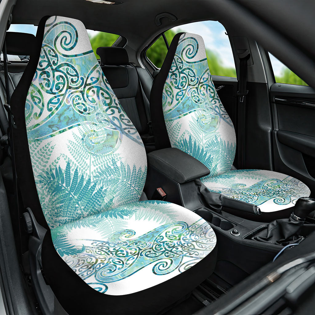 Aotearoa Maori Koru Curves Car Seat Cover Mossy Paua Shell LT7 One Size Green - Polynesian Pride