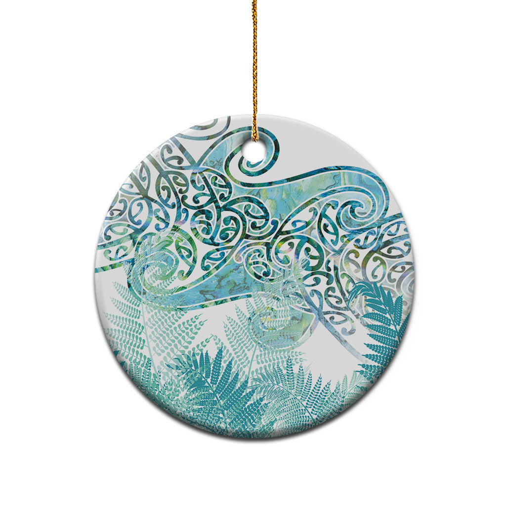 Aotearoa Maori Koru Curves Ceramic Ornament Mossy Paua Shell LT7 - Polynesian Pride