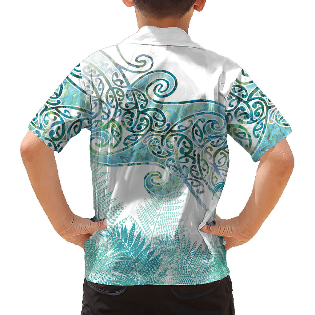 Aotearoa Maori Koru Curves Family Matching Long Sleeve Bodycon Dress and Hawaiian Shirt Mossy Paua Shell