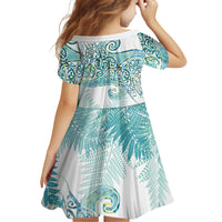 Aotearoa Maori Koru Curves Family Matching Off The Shoulder Long Sleeve Dress and Hawaiian Shirt Mossy Paua Shell