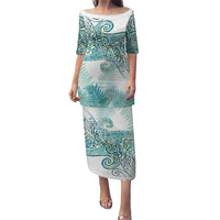 Aotearoa Maori Koru Curves Family Matching Puletasi and Hawaiian Shirt Mossy Paua Shell