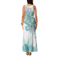Aotearoa Maori Koru Curves Family Matching Tank Maxi Dress and Hawaiian Shirt Mossy Paua Shell