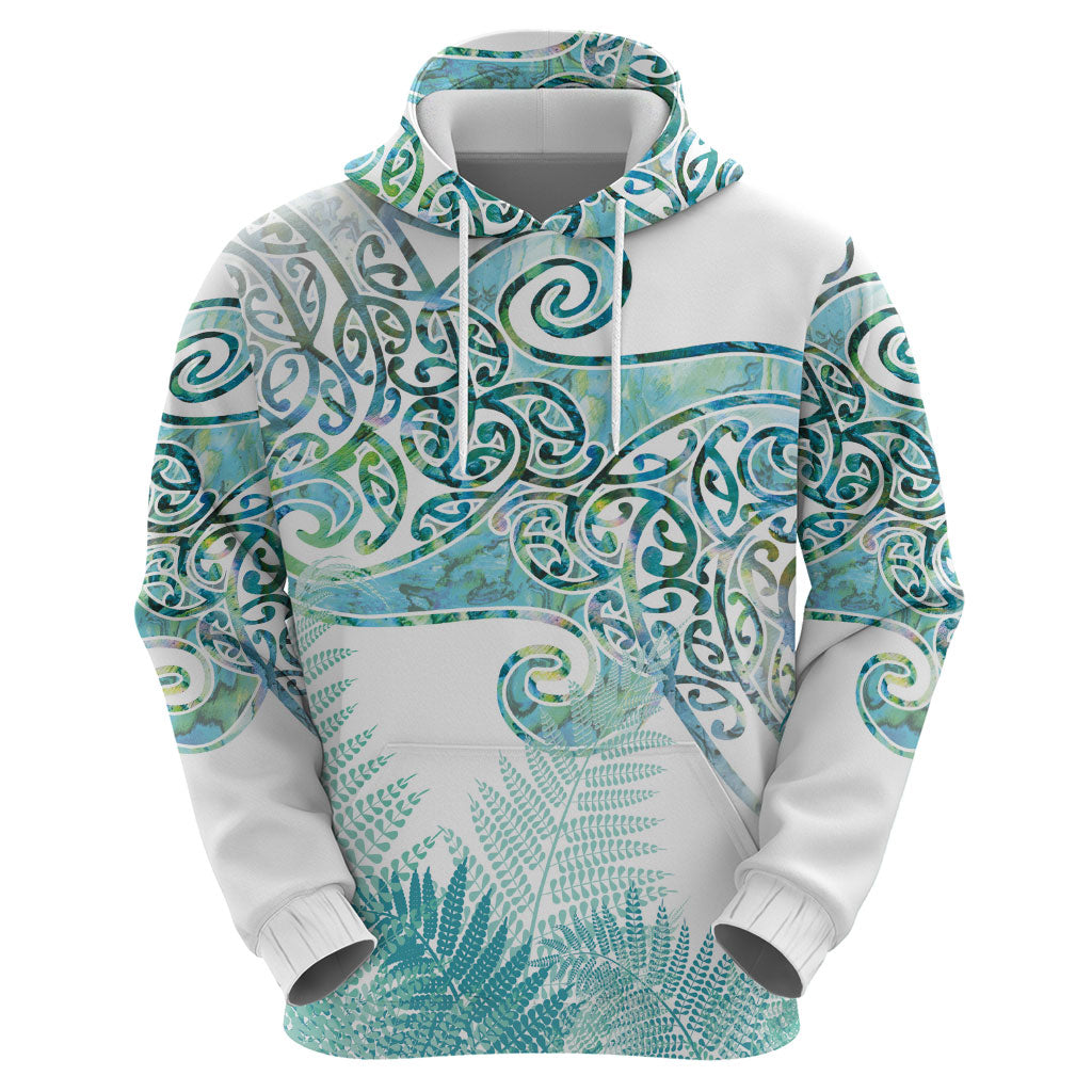 Aotearoa Maori Koru Curves Hoodie Mossy Paua Shell LT7 - Polynesian Pride