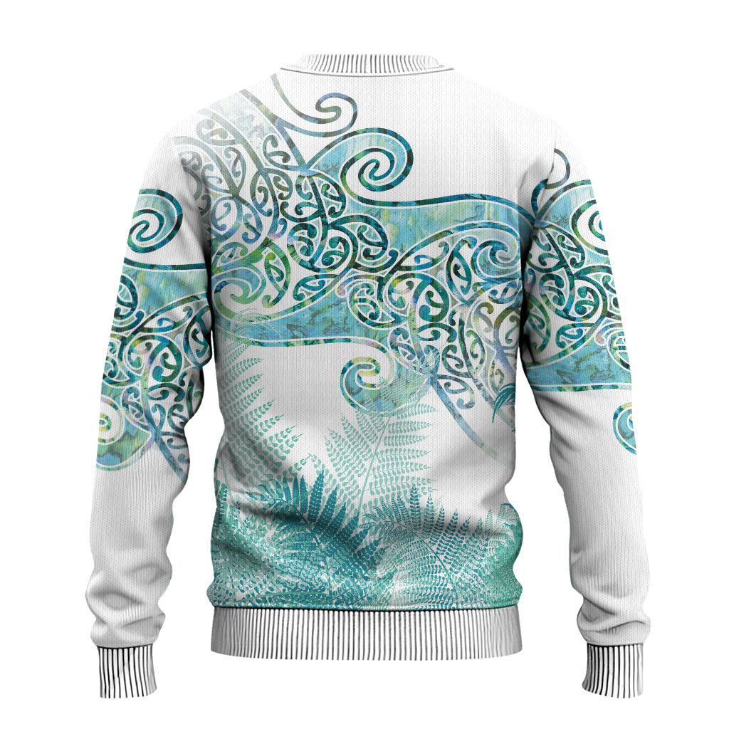 Aotearoa Maori Koru Curves Ugly Christmas Sweater Mossy Paua Shell LT7 - Polynesian Pride