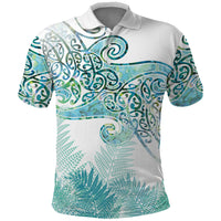 Aotearoa Maori Koru Curves Polo Shirt Mossy Paua Shell LT7 Green - Polynesian Pride