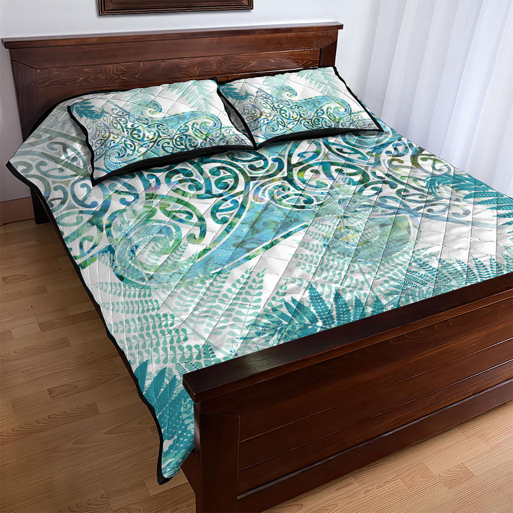 Aotearoa Maori Koru Curves Quilt Bed Set Mossy Paua Shell LT7 - Polynesian Pride