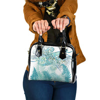 Aotearoa Maori Koru Curves Shoulder Handbag Mossy Paua Shell LT7 One Size Green - Polynesian Pride