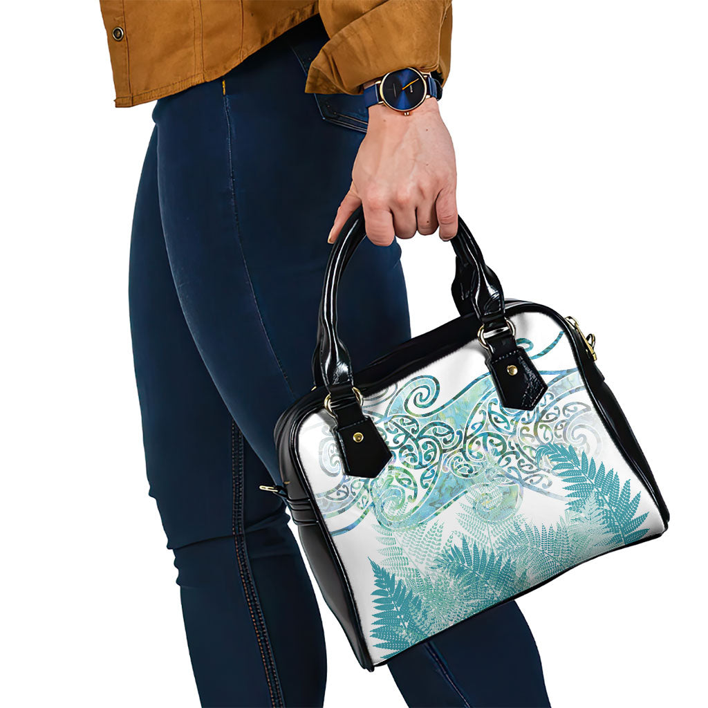 Aotearoa Maori Koru Curves Shoulder Handbag Mossy Paua Shell LT7 - Polynesian Pride