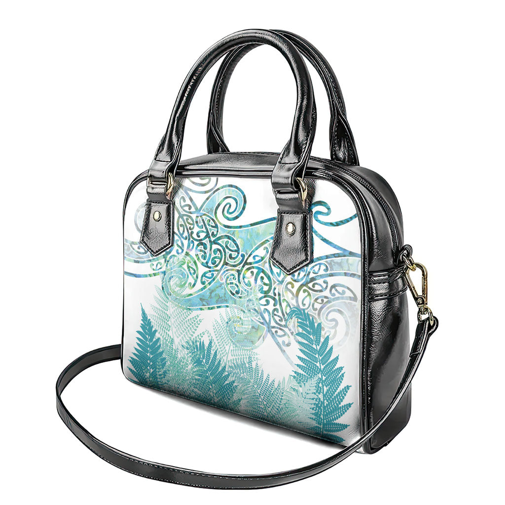 Aotearoa Maori Koru Curves Shoulder Handbag Mossy Paua Shell LT7 - Polynesian Pride