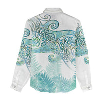 Aotearoa Maori Koru Curves Women Casual Shirt Mossy Paua Shell LT7 - Polynesian Pride