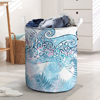Aotearoa Maori Koru Curves Laundry Basket Aqua Paua Shell