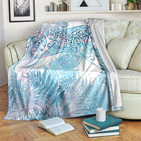 Aotearoa Maori Koru Curves Blanket Aqua Paua Shell LT7 Blue - Polynesian Pride